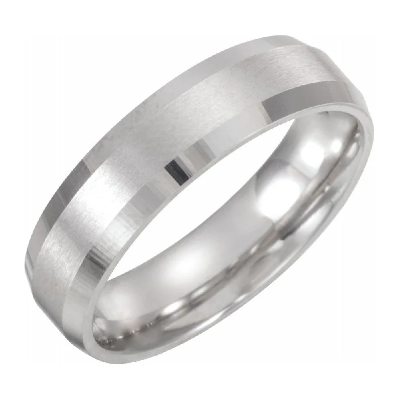 6mm Continuum Sterling Silver Beveled Edge Satin Comfort Fit Band