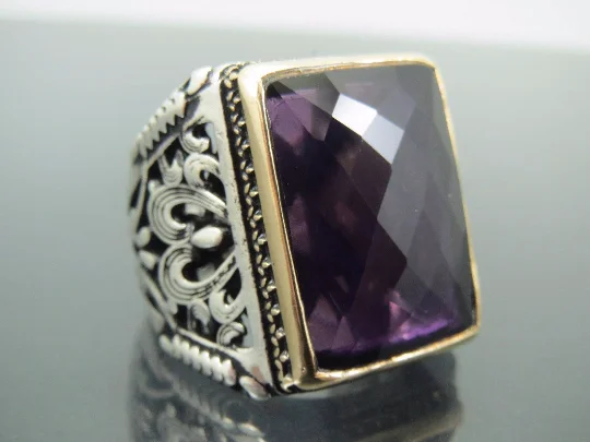 Turkish Handmade Jewelry 925 Sterling Silver Amethyst Stone Men's Rings