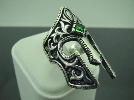 Turkish Handmade Jewelry 925 Sterling Silver Emerald Stone Mens Rings