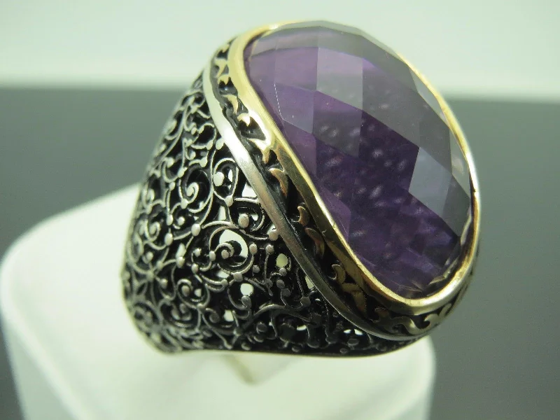 Timeless Elegance At Unbelievable Discounts Turkish Handmade Jewelry 925 Sterling Silver Amethyst Stone Men's Rings