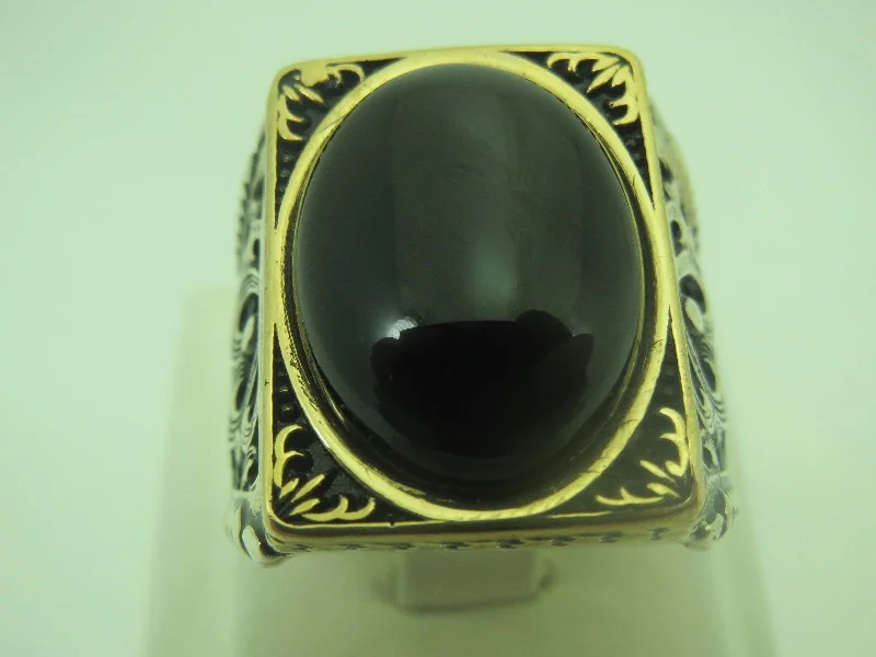 Turkish Handmade Jewelry 925 Sterling Silver Onyx Stone Mens Rings