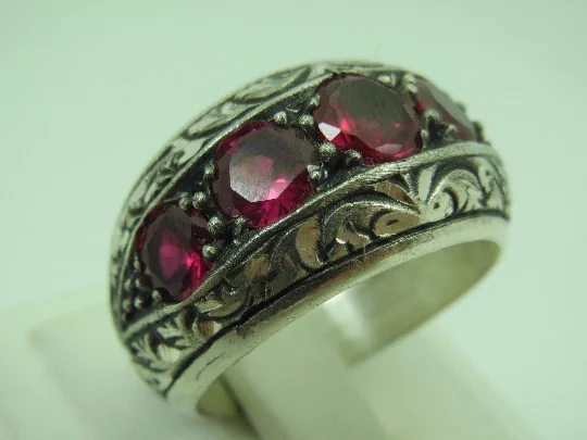 Turkish Handmade Jewelry 925 Sterling Silver Ruby Stone Mens Rings