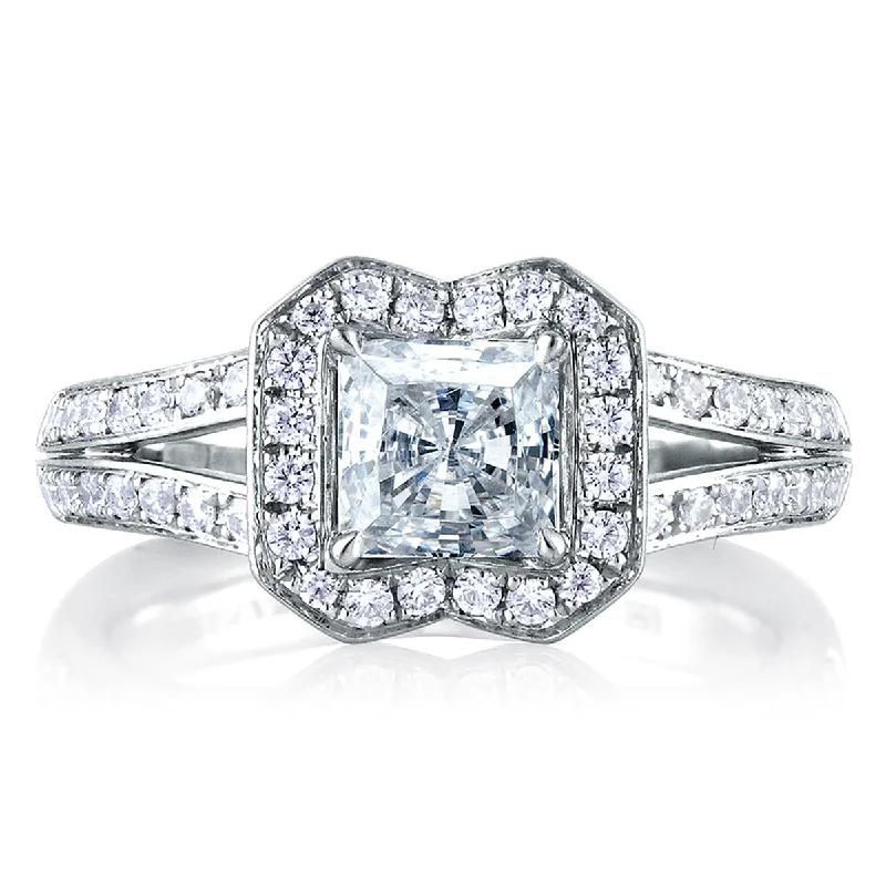 Celebrate Every Occasion With Sparkling Savings A.Jaffe Designer Split Shank Princess Halo Diamond Engagement Ring MES412/117