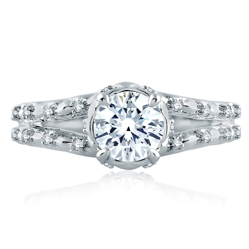 Buy More, Save More On Stunning Jewelry Pieces A.Jaffe Diamond Accent Split Shank Quilted Engagement Ring ME2144Q/111