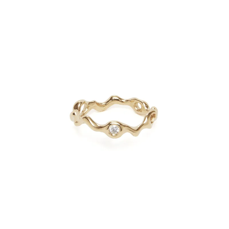 Spuma 14K Gold Ring w. Diamond