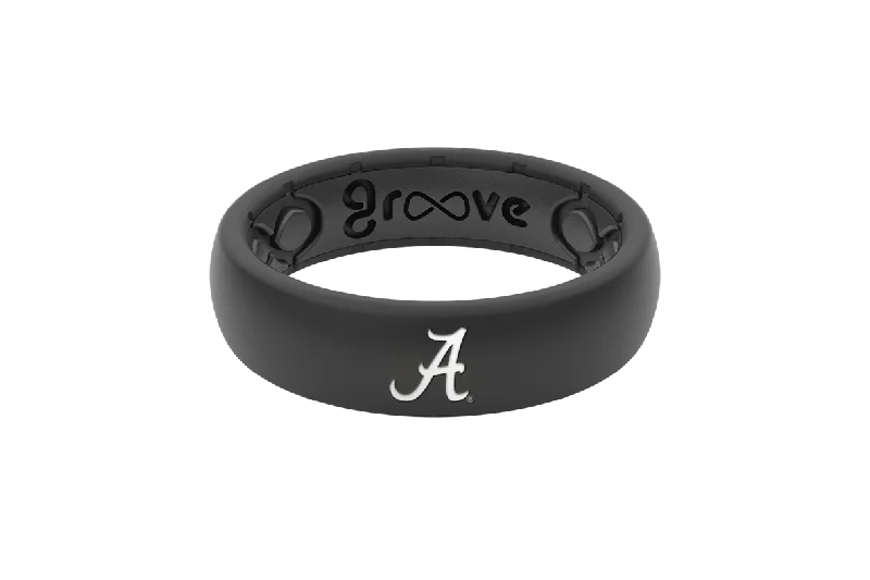 College Alabama Black Logo Thin Ring