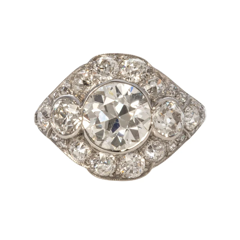 Art Deco 4.26ctw Old European Cut Diamond Platinum Ring