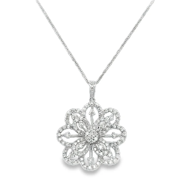 Diamond Snowflake Pendant in 18k White Gold