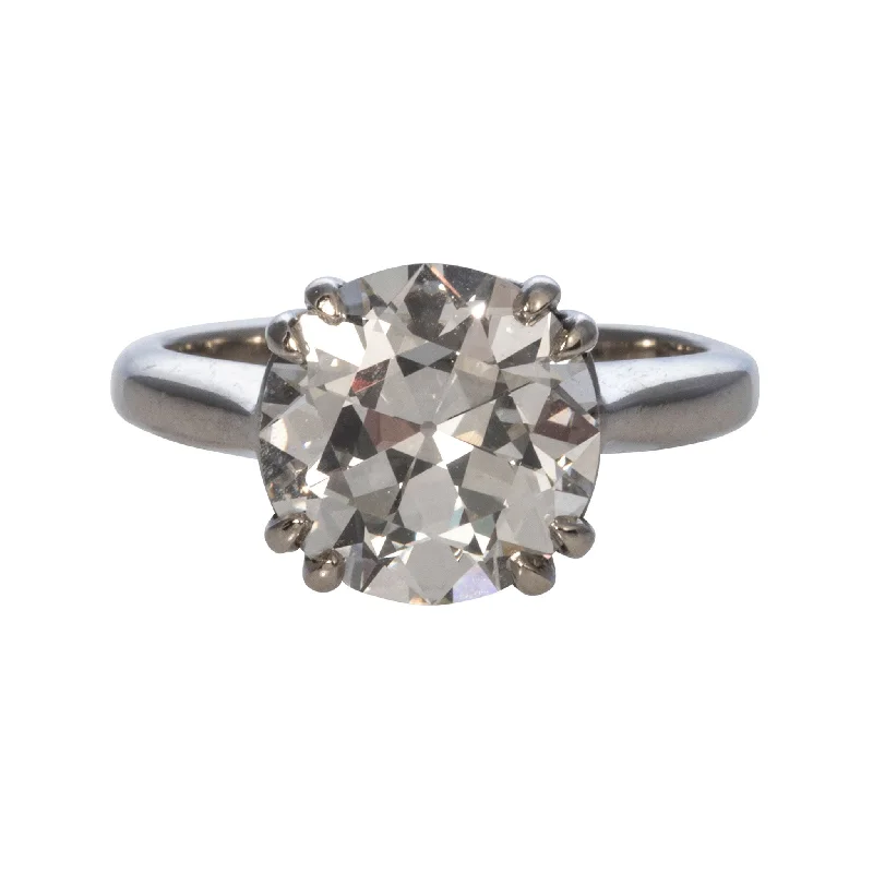 Estate 3.21ct Old Transitional Cut Diamond Solitaire Engagement Ring