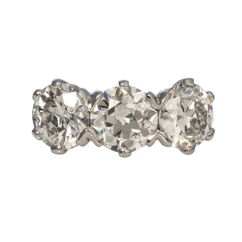 Estate 5.91ctw Old Transitional Cut Diamond Three-Stone Ring