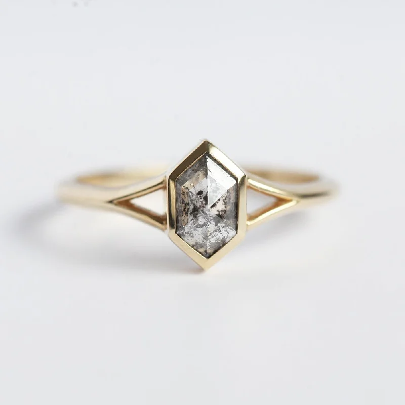 Lucia Salt & Pepper Diamond Hexagon Ring