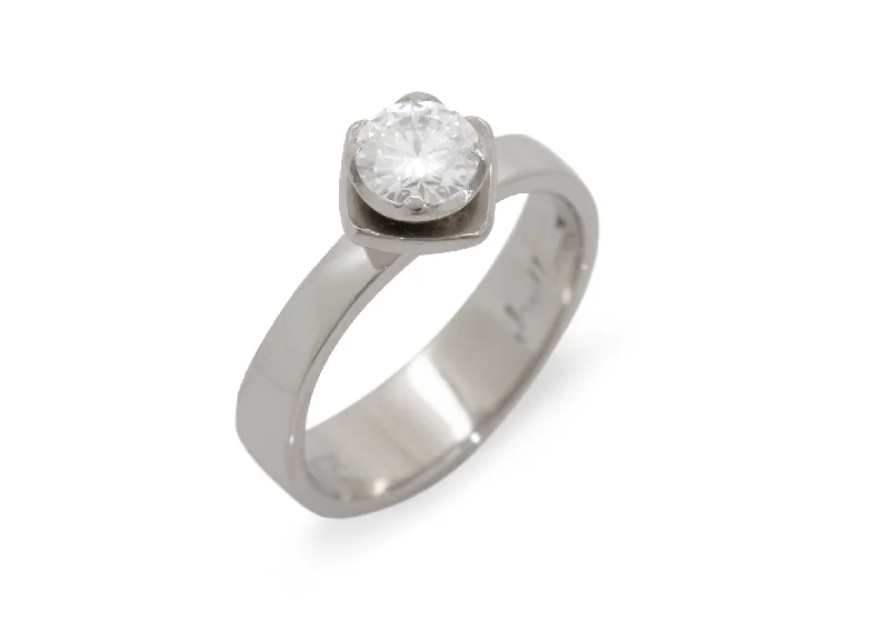 Iconic Jens Flower Ring, White Gold & Platinum