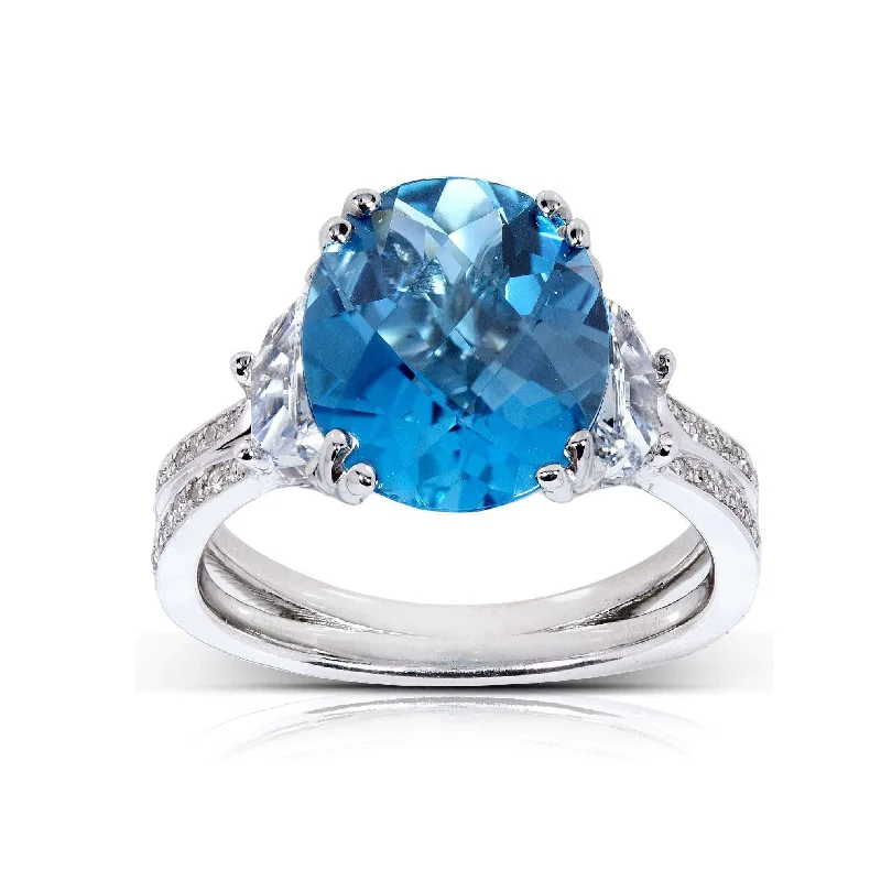 Oval London Blue Topaz & Fancy Diamond