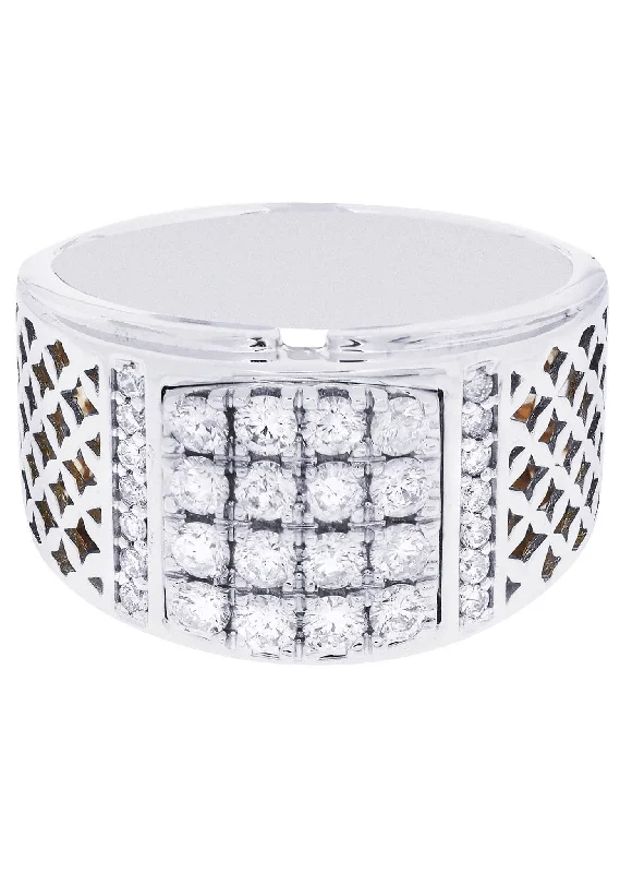 Everyday Jewelry Essentials Now On Sale White Gold Mens Diamond Ring| 0.91 Carats| 12.64 Grams