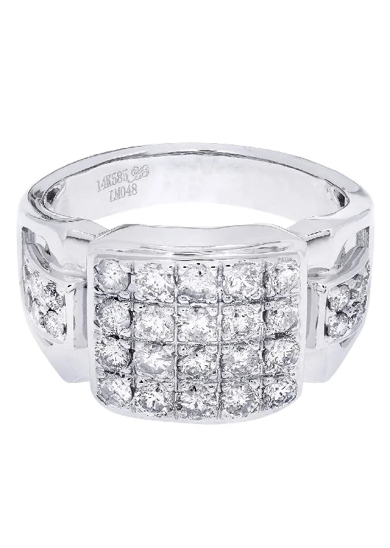 Your Perfect Accessory Now At The Best Price White Gold Mens Diamond Ring| 1.46 Carats| 9.94 Grams