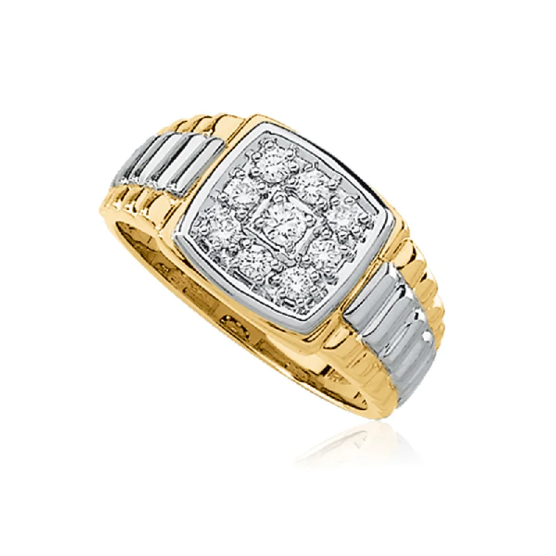 Fashion-Forward Jewelry At Exclusive Discounts Men's Two-Tone 14K Gold and Diamond Ring