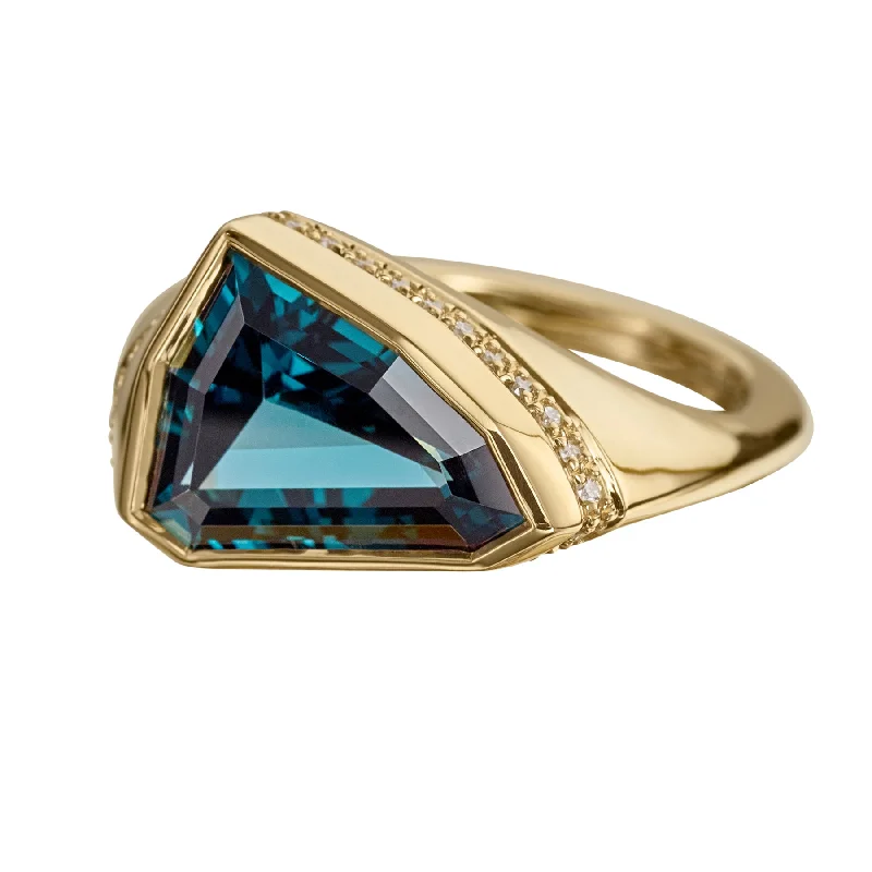 Nebula OOAK Teal Spinel & Diamond Statement Ring