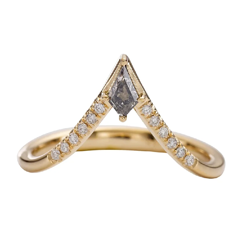 Nesting Kite Diamond Wedding Ring with a Pave Diamond Band