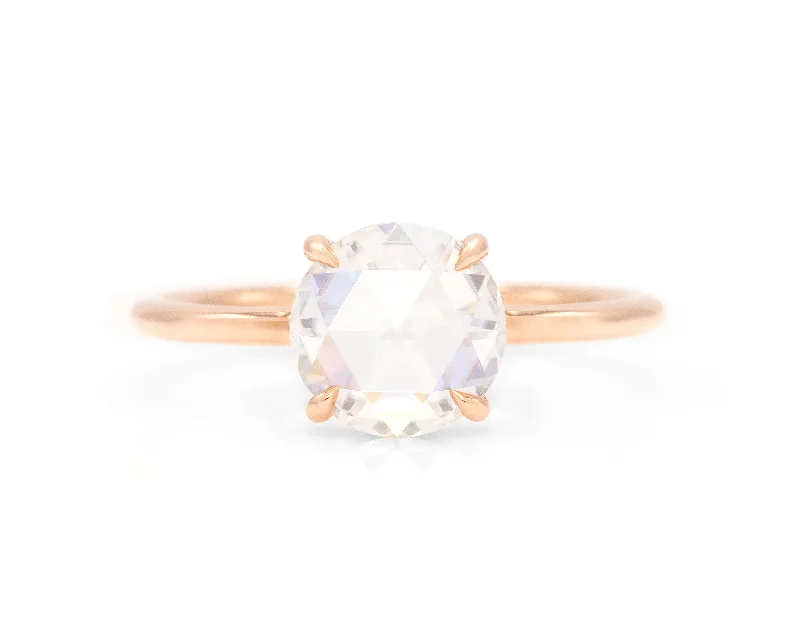 Rose Cut Round Moissanite Solitaire