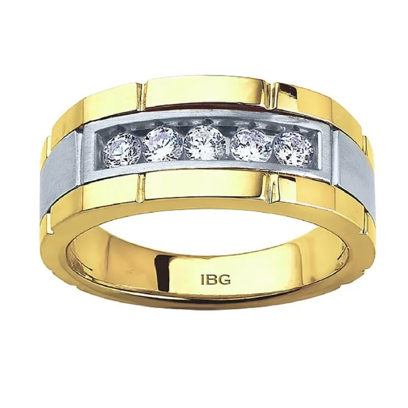 Signature 1/2 CTW Diamond Wedding Ring in 14KT White and Yellow Gold