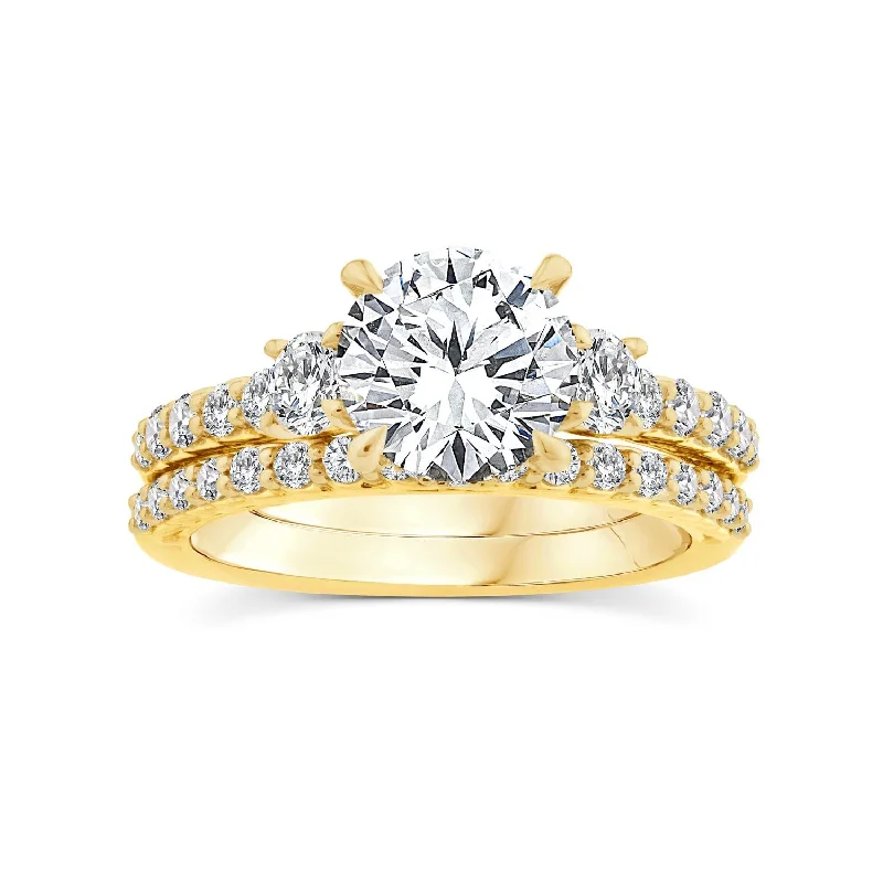 Signature EcoLove Diamond Dreams 3 CTW Lab Grown Diamond Bridal Set in 14KT Yellow Gold