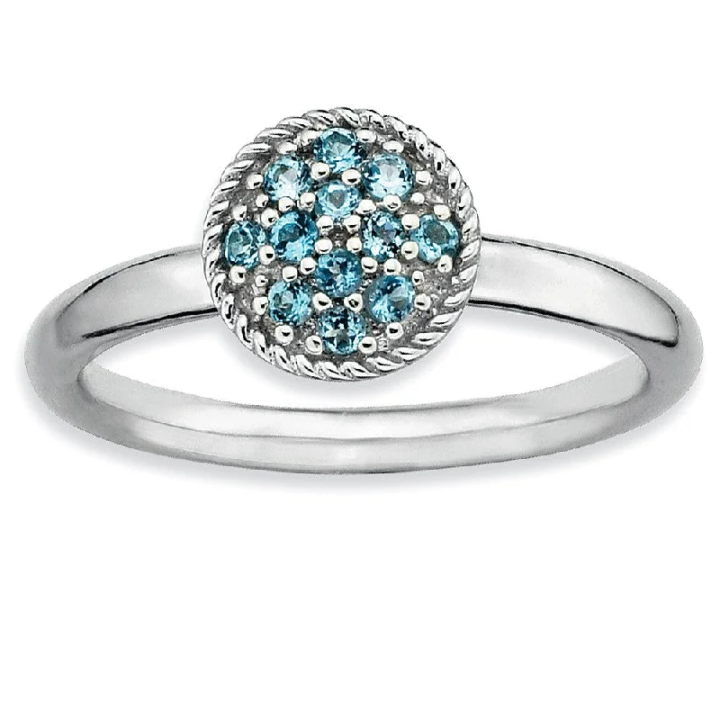 Silver Stackable Round 1/5 Cttw Blue Topaz Ring