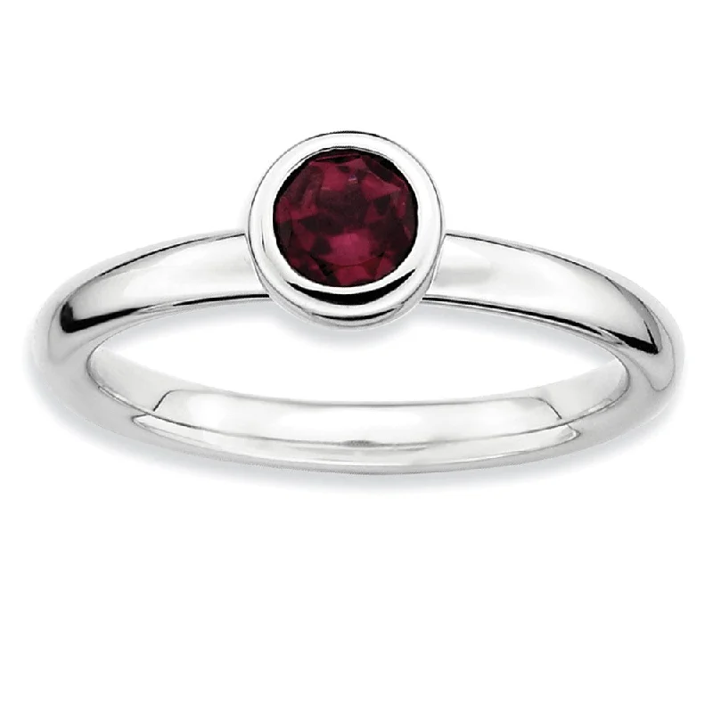 Get The Best Deals On Timeless Jewelry Pieces Stackable Low Profile 5mm Rhodolite Garnet Silver Ring