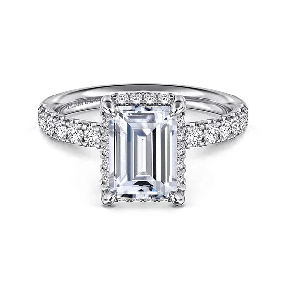 Elevate Your Outfit With Discounted Statement Jewelry Talisa - 14K White Gold Emerald Cut Hidden Halo Diamond Engagement Ring (Setting Only)