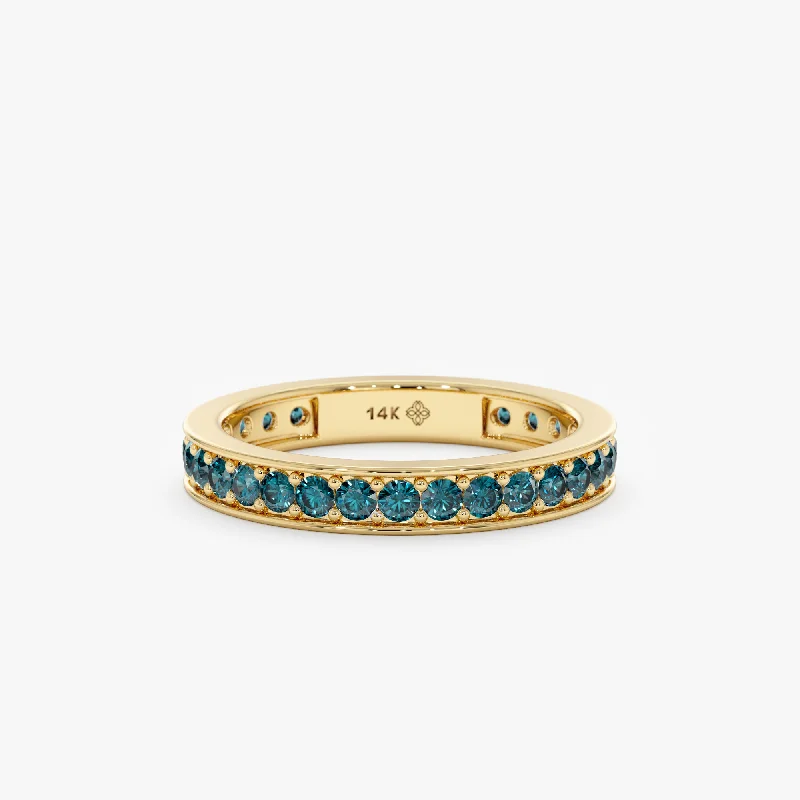 Teal Blue Sapphire Eternity Ring, Sia