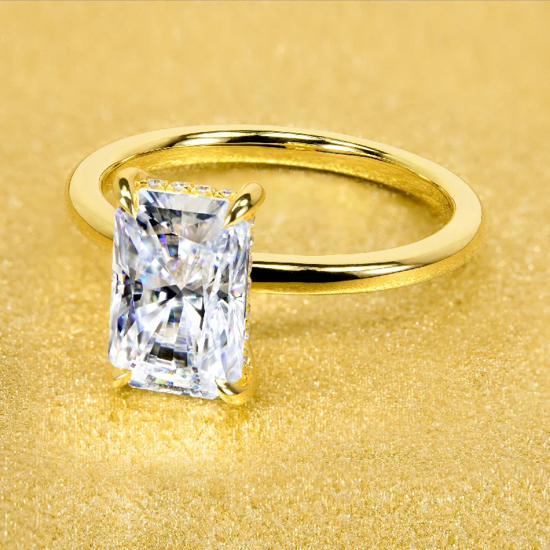 The Adara, 3ct Elongated Radiant-cut Hidden Halo Ring