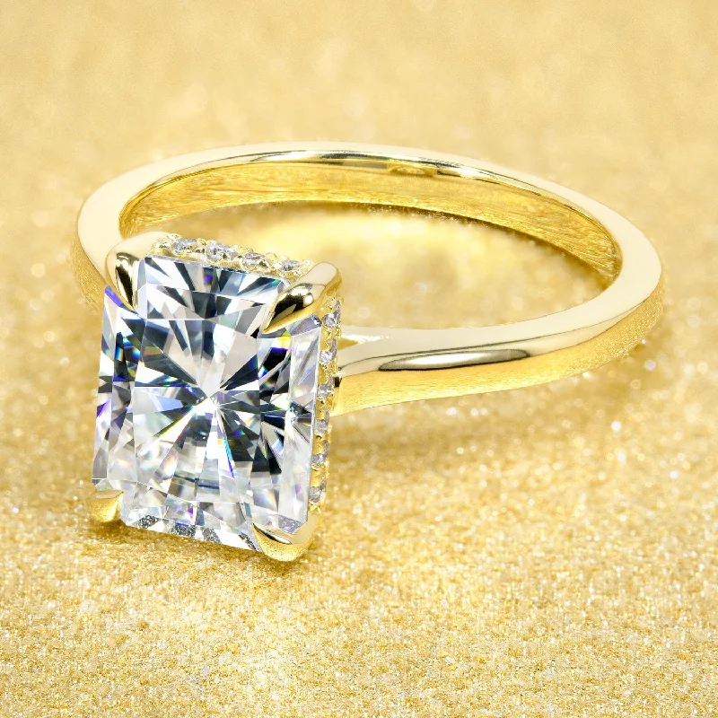 The Delia, 2.7ct Radiant-cut Cathedral Hidden Halo Ring