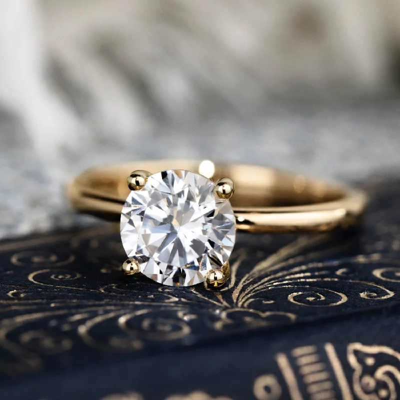 The Lora - Round Solitaire Engagement Ring with Delicate Nature Inspired Setting