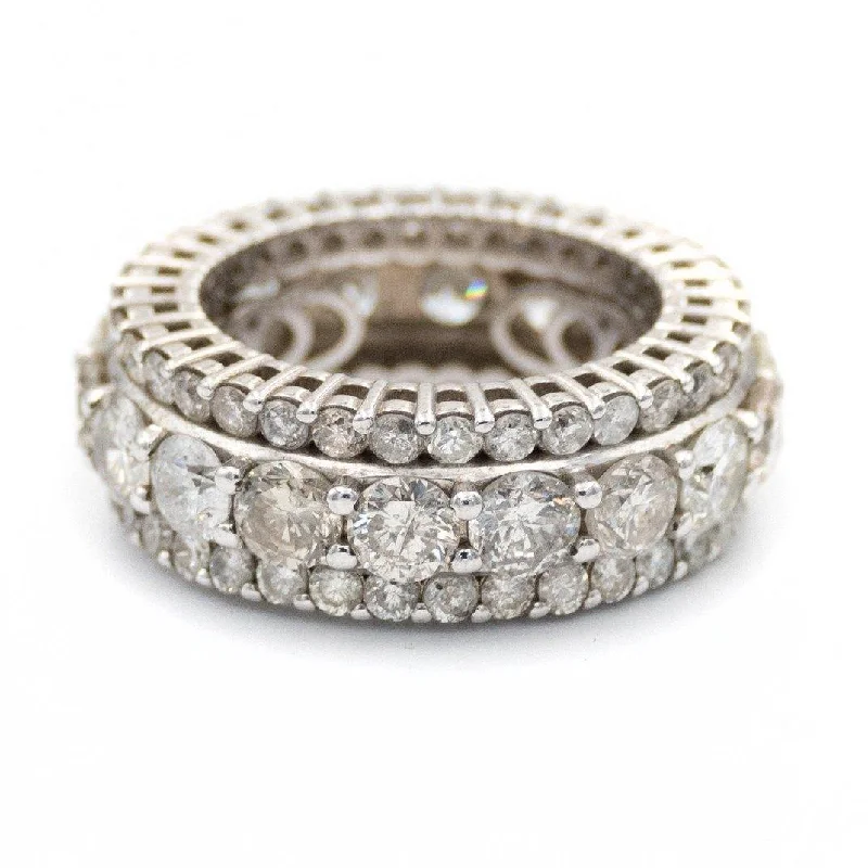 Triple Diamond Row White Gold Ring