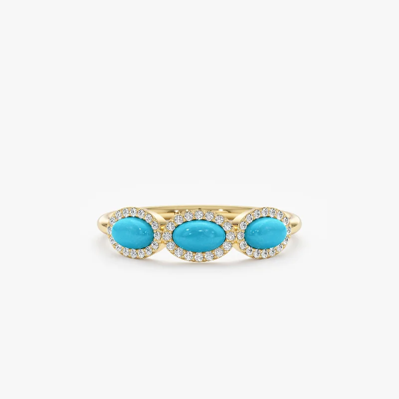 Jewelry Deals That Outshine The Rest Triple Turquoise Diamond Ring, Blu