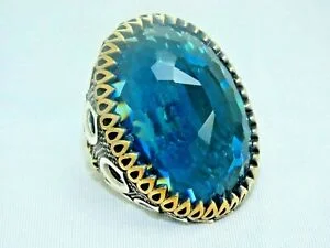 Your Dream Jewelry At Dream Prices Turkish Handmade Jewelry 925 Sterling Silver Aquamarine Stone Men's Rings