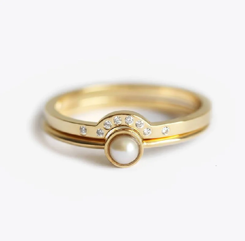 Celia Round Pearl Ring Set