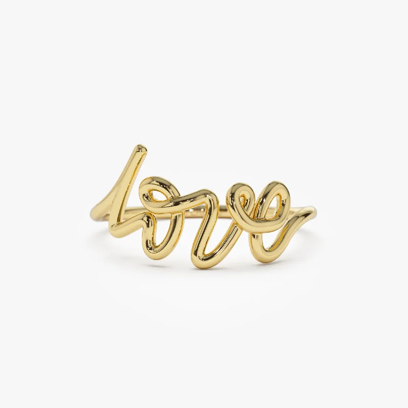 Affordable Luxury Jewelry For Every Occasion 14K Gold Script Love Ring