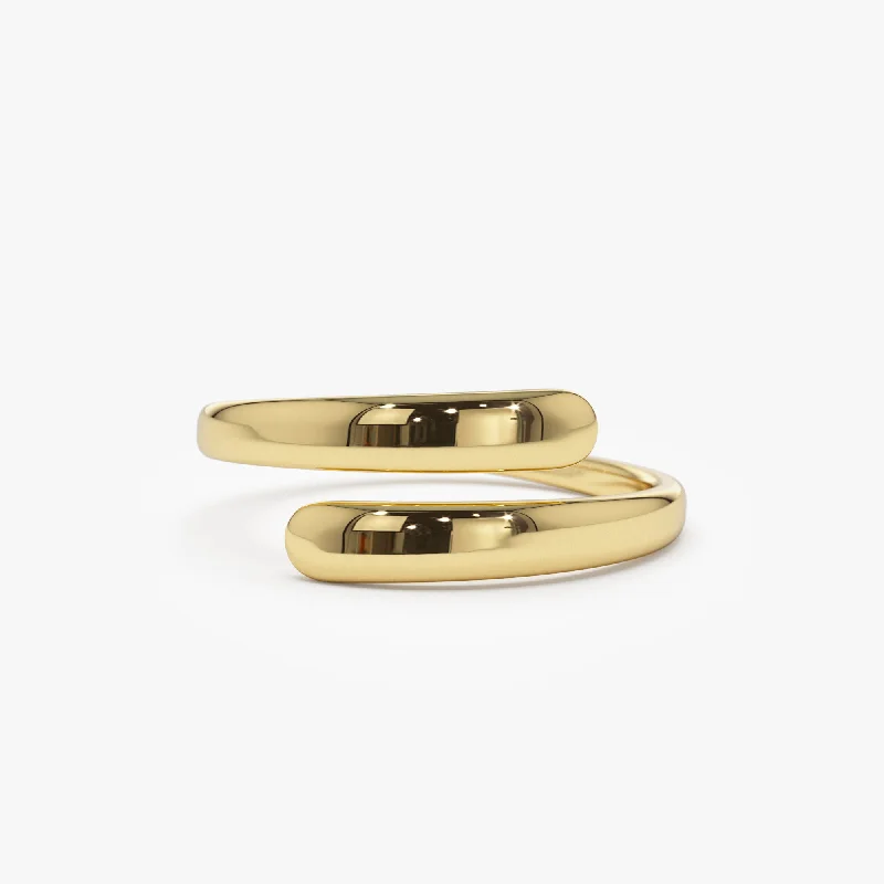 14K Plain Gold Crossover Ring