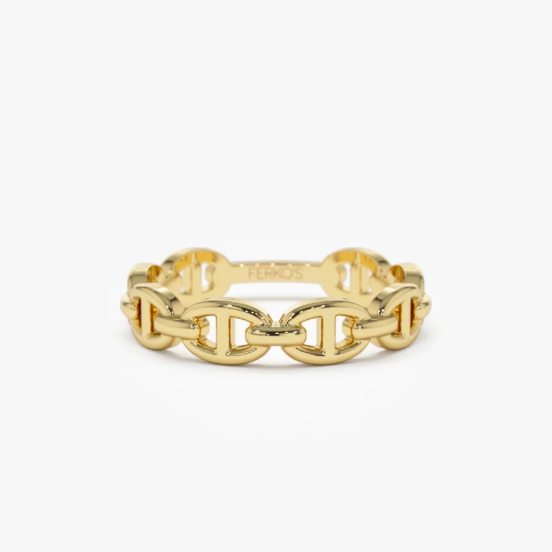 14k Solid Gold Mariner Chain Ring