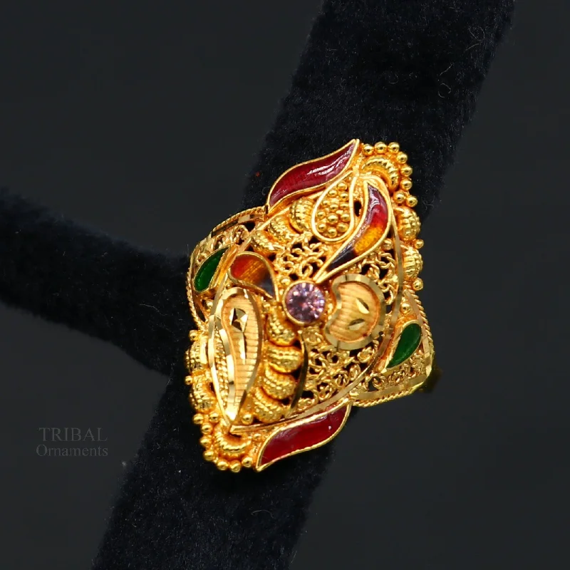 22karat yellow gold handmade ring fabulous filigree work band unisex ring best gift for women's from rajasthan india ring11