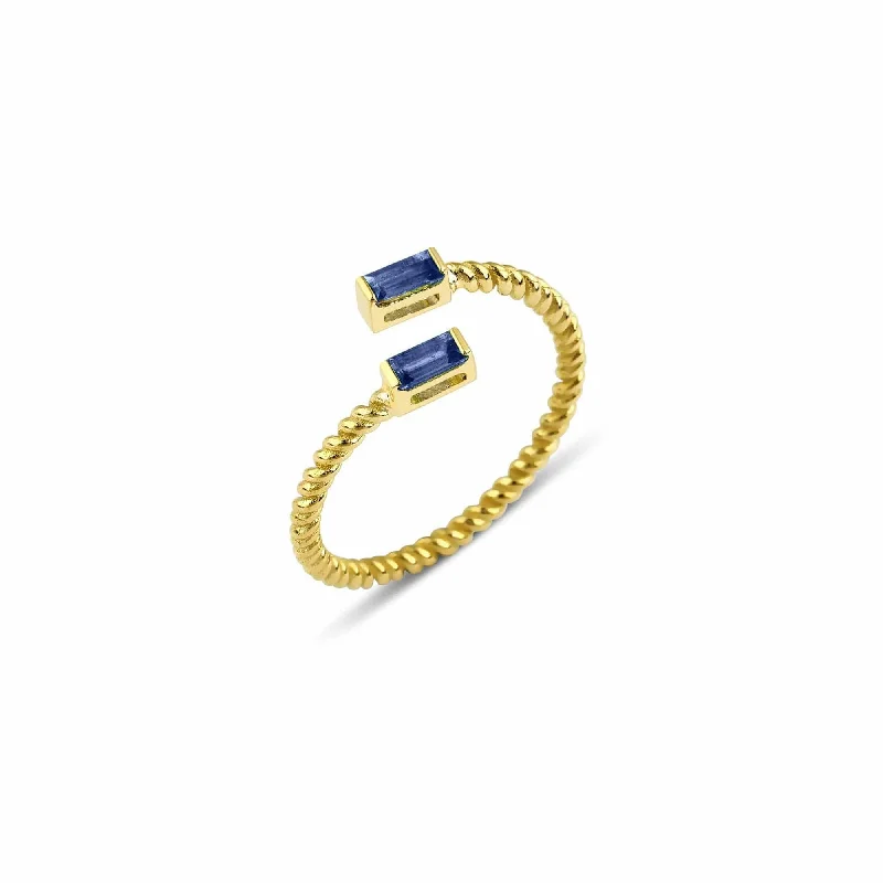 Lara Double Twist 18K Gold Ring w. Sapphires