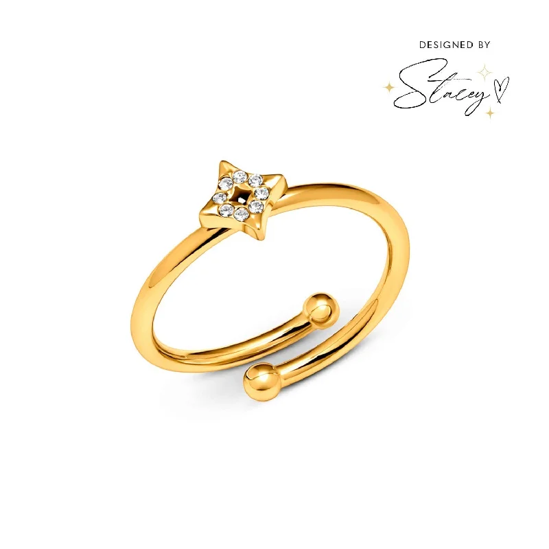 Moon and Back Star Ring (Gold)