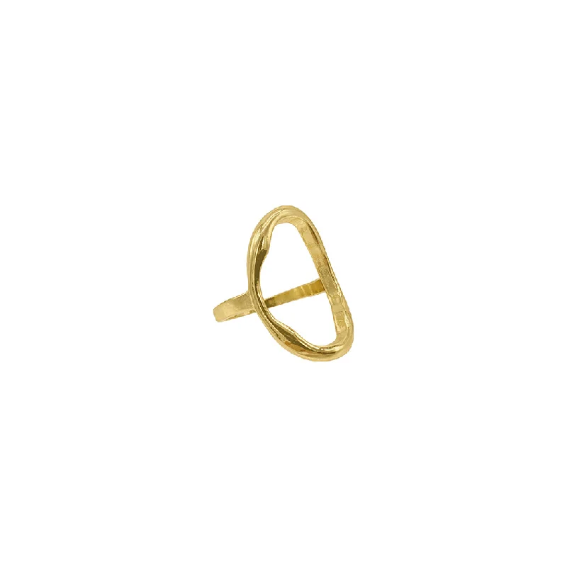 14k Gold Plated Open Hammered Oval Ring