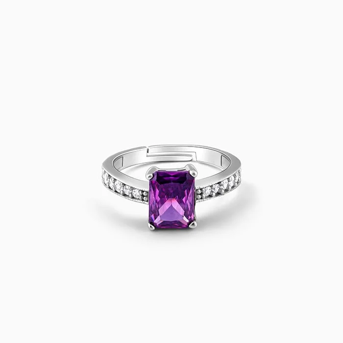 Silver Purple Vibrant Ring