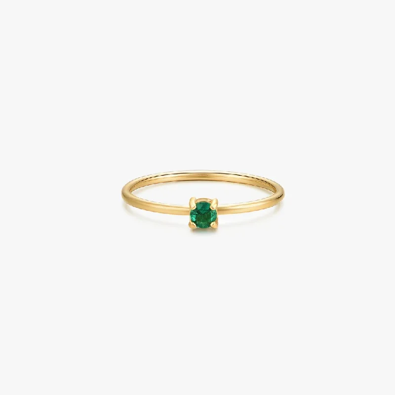 Mini Single Green Gem Ring in Gold