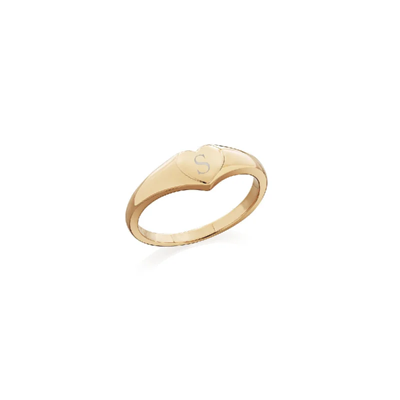 Exclusive Jewelry Offers – Sparkle For Less Small Heart Signet Ring (Gold)