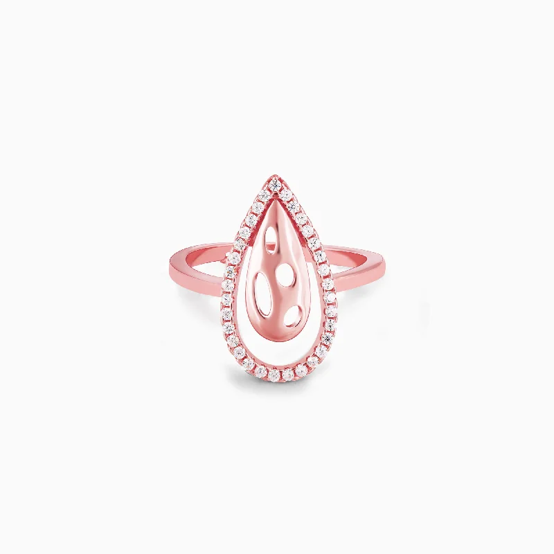 Rose Gold Intricate Teardrop Ring