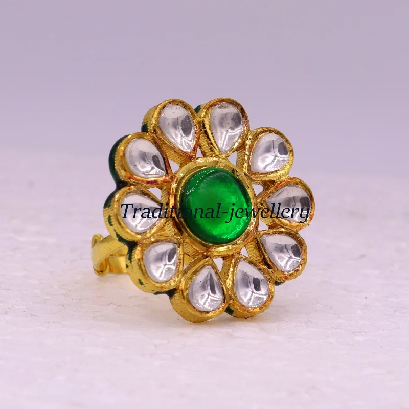 Grab Your Favorite Jewelry At The Lowest Prices Vintage antique handmade 22k yellow gold gorgeous adjustable ring with green onyx wedding rings antique women's jewelry