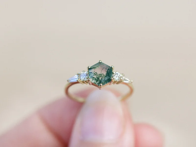 Shop Jewelry That Shines Without The High Price The Huntington Ring in Moss Agate