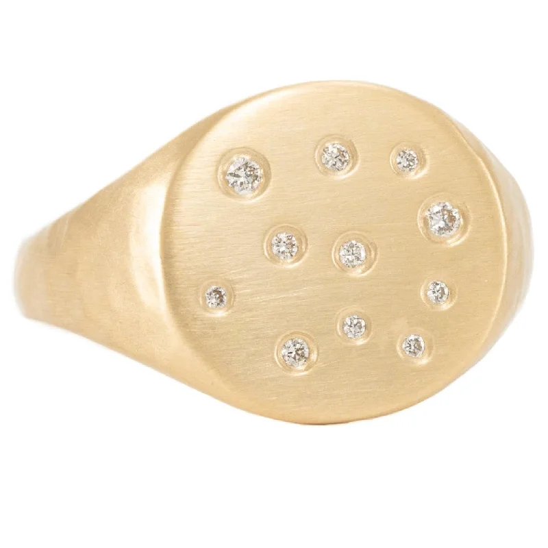 Unique Jewelry For Less – Shop The Sale Now 18k Gold Scattered Diamond Signet - 18ky + VS Diamonds